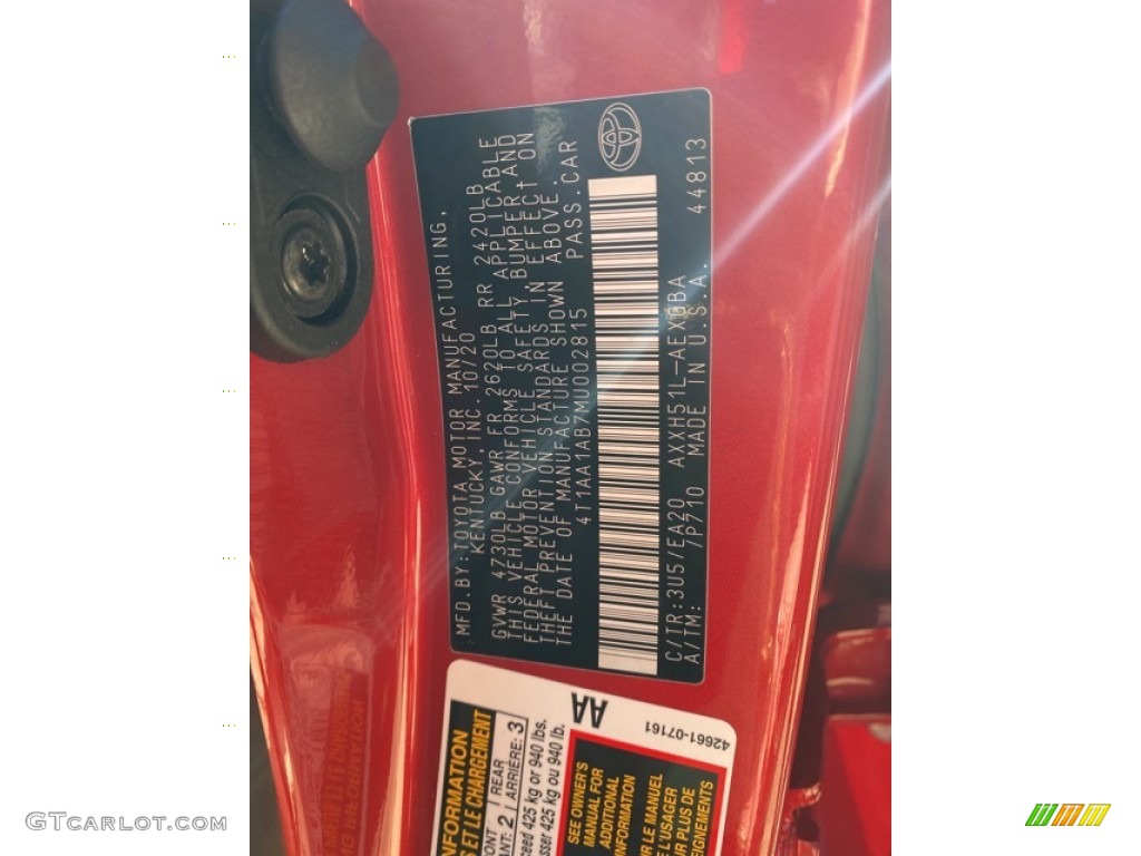 2021 Avalon Color Code 3U5 for Ruby Flare Pearl Photo #140087936