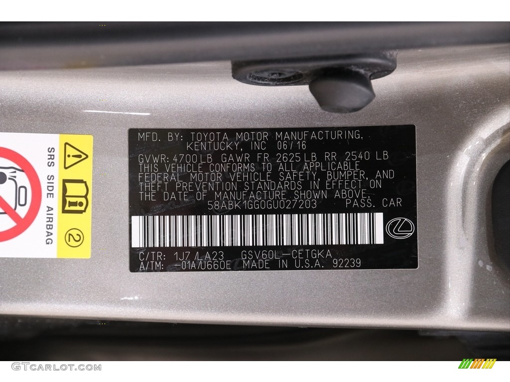 2016 ES Color Code 1J7 for Atomic Silver Photo #140090302