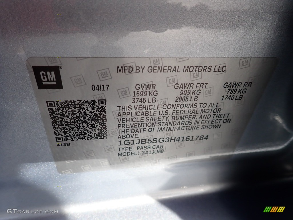 2017 Sonic LS Sedan - Arctic Blue Metallic / Jet Black/Dark Titanium photo #28