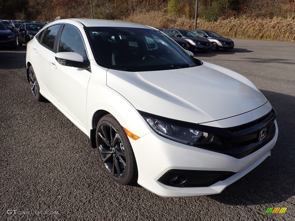 Platinum White Pearl 2021 Honda Civic Sport Sedan Exterior Photo #140111935