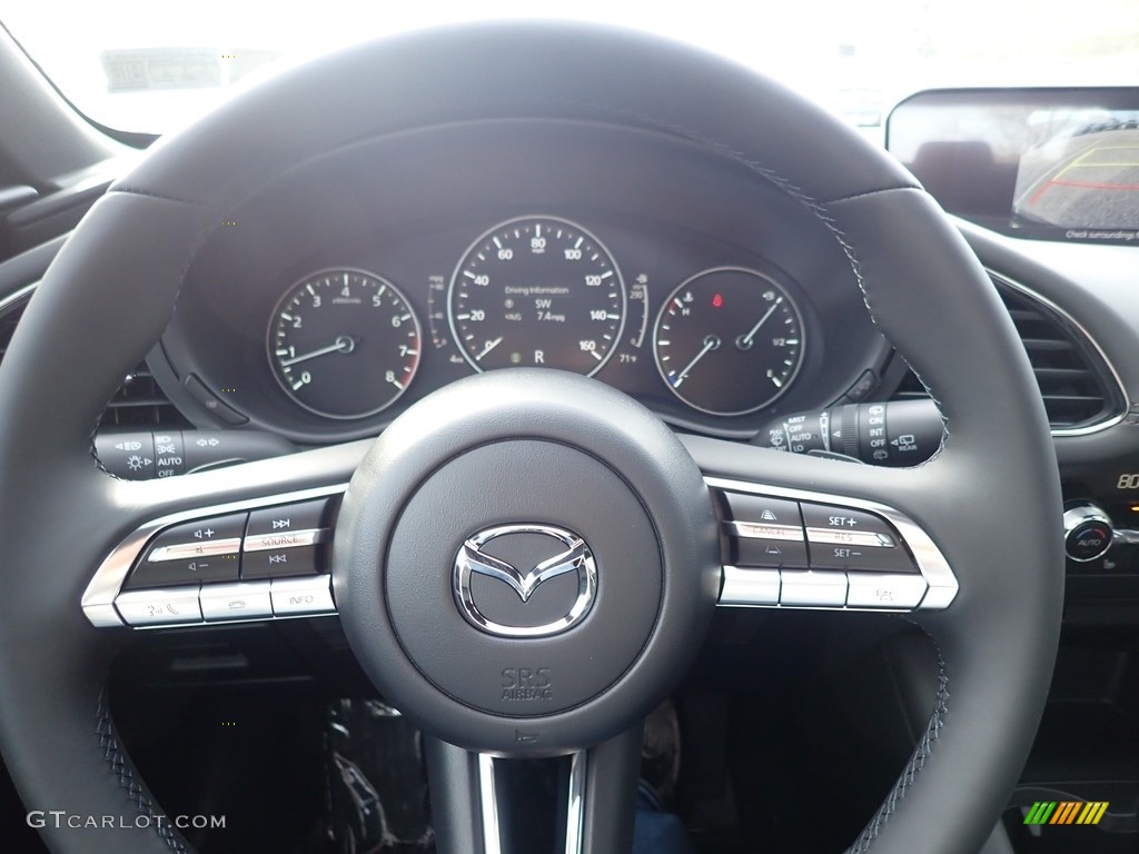 2021 Mazda Mazda3 Premium Hatchback AWD Black Steering Wheel Photo #140112472