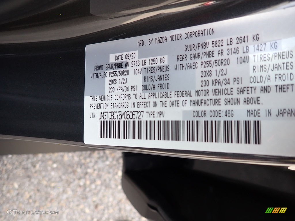 2021 CX-9 Color Code 46G for Machine Gray Metallic Photo #140112703