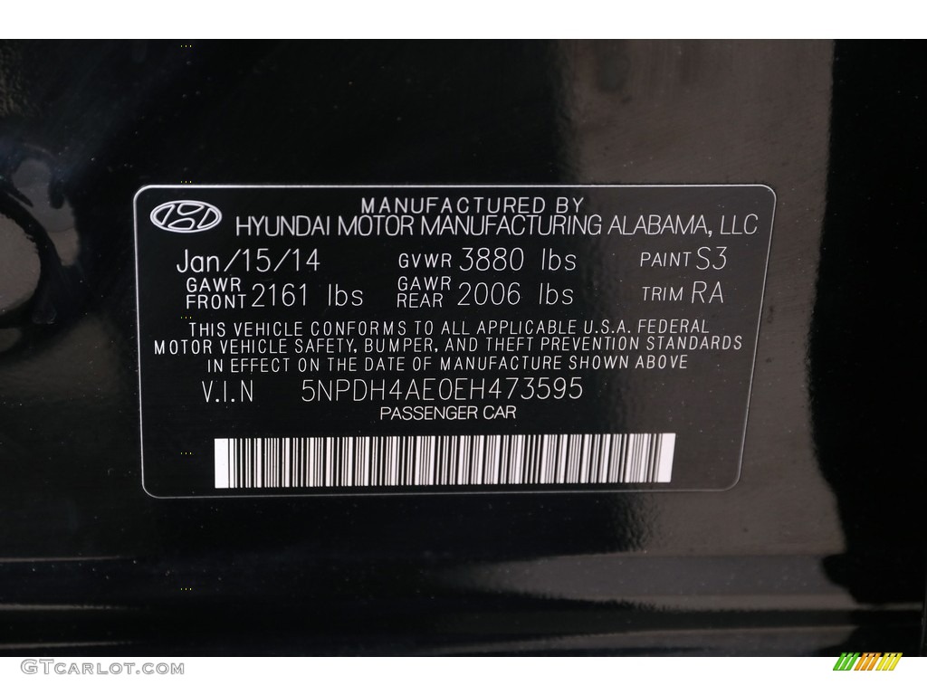 2014 Elantra Limited Sedan - Black / Gray photo #24