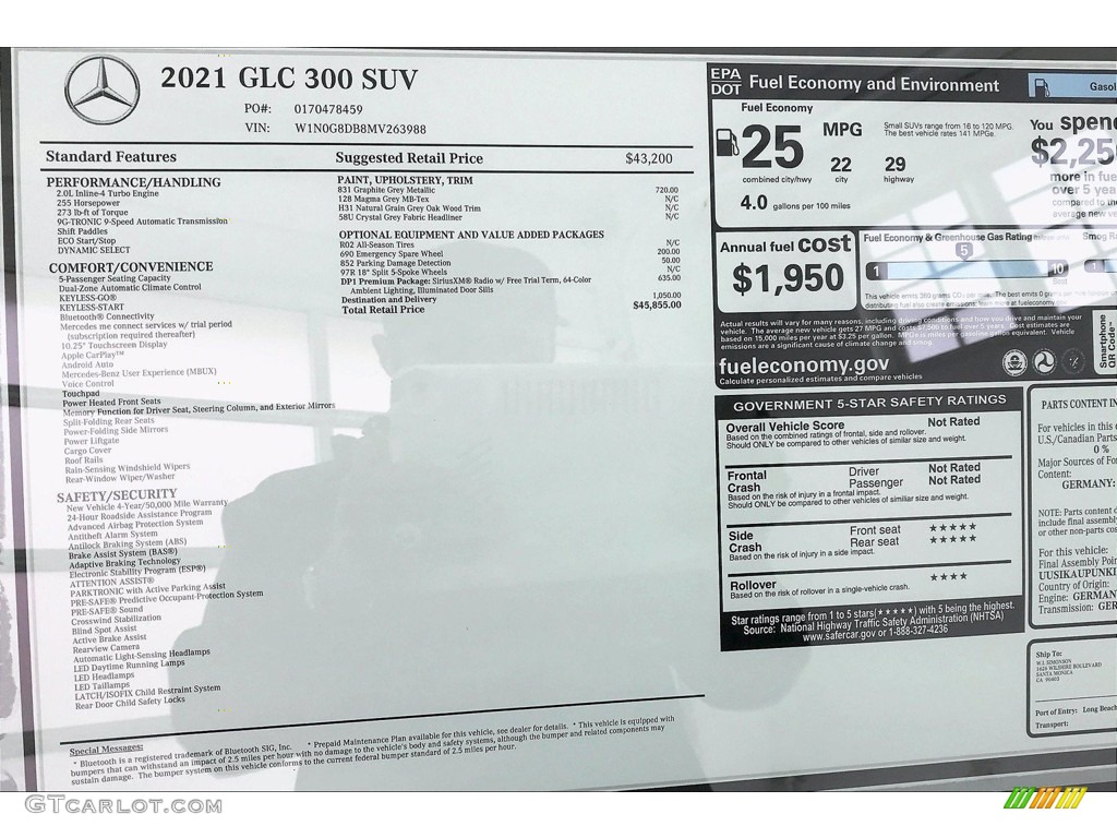 2021 Mercedes-Benz GLC 300 Window Sticker Photo #140122132