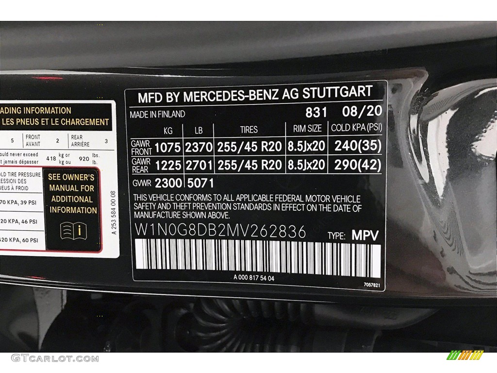 2021 GLC Color Code 831 for Graphite Gray Metallic Photo #140122324