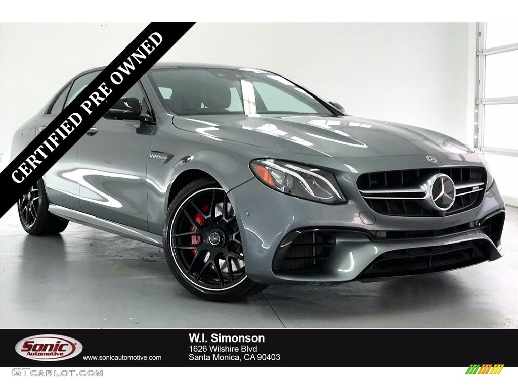 2018 E AMG 63 S 4Matic - Selenite Grey Metallic / Black photo #1