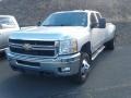 2011 Sheer Silver Metallic Chevrolet Silverado 3500HD LTZ Crew Cab 4x4 Dually  photo #2