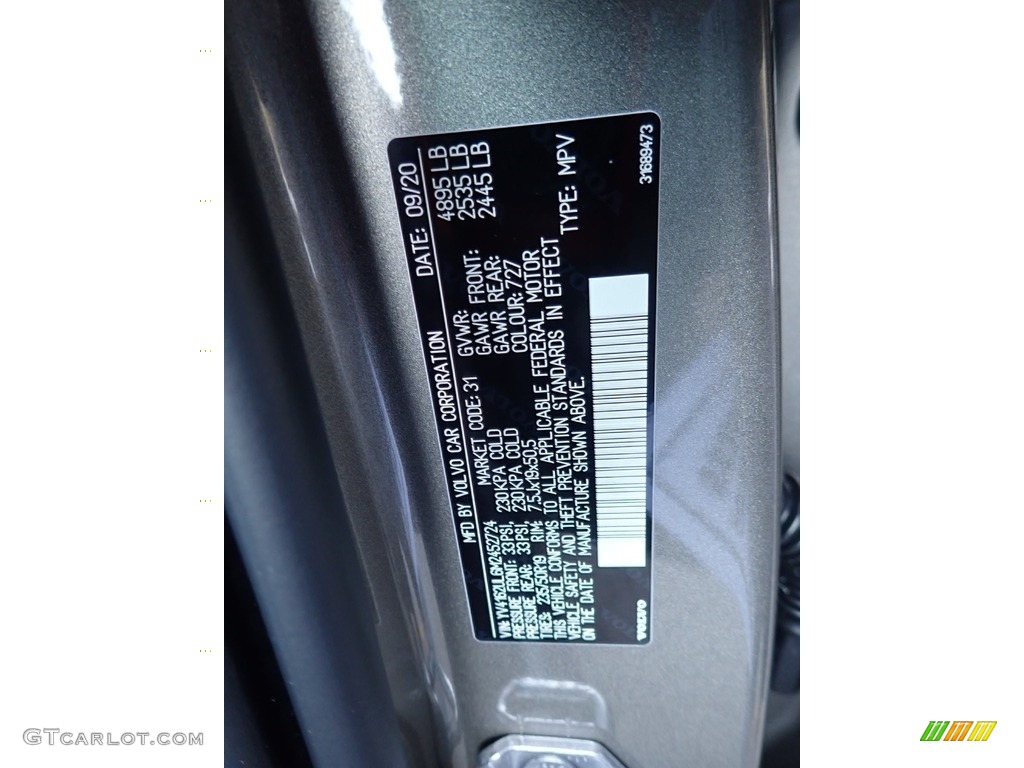 2021 XC40 T5 Inscription AWD - Pebble Grey Metallic / Blond/Charcoal photo #12