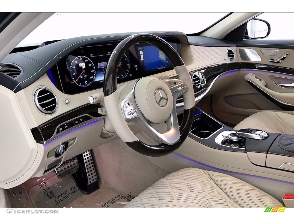 designo Silk Beige/Deep Sea Blue Interior 2020 Mercedes-Benz S 450 Sedan Photo #140132274