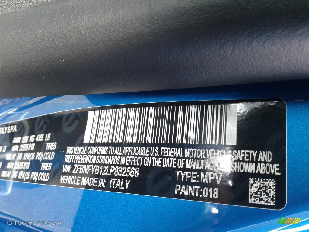 2020 500X Color Code 018 for Italia Blue Photo #140142678