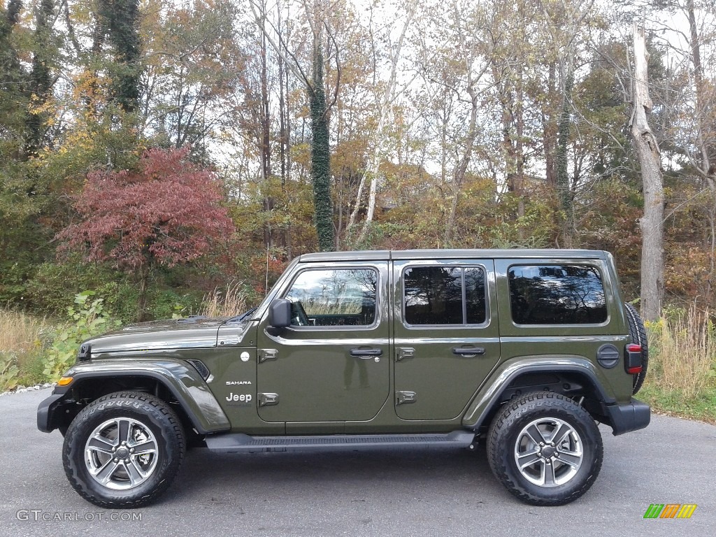 Sarge Green 2021 Jeep Wrangler Unlimited Sahara 4x4 Exterior Photo #140145110