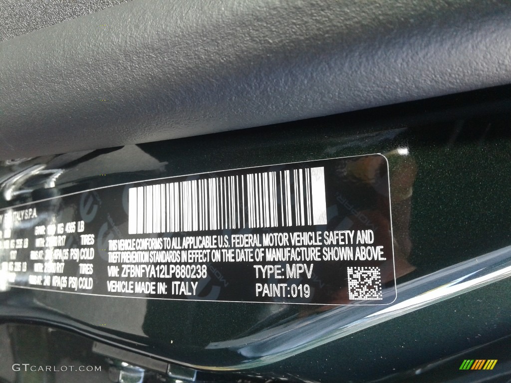 2020 Fiat 500X Pop AWD Color Code Photos