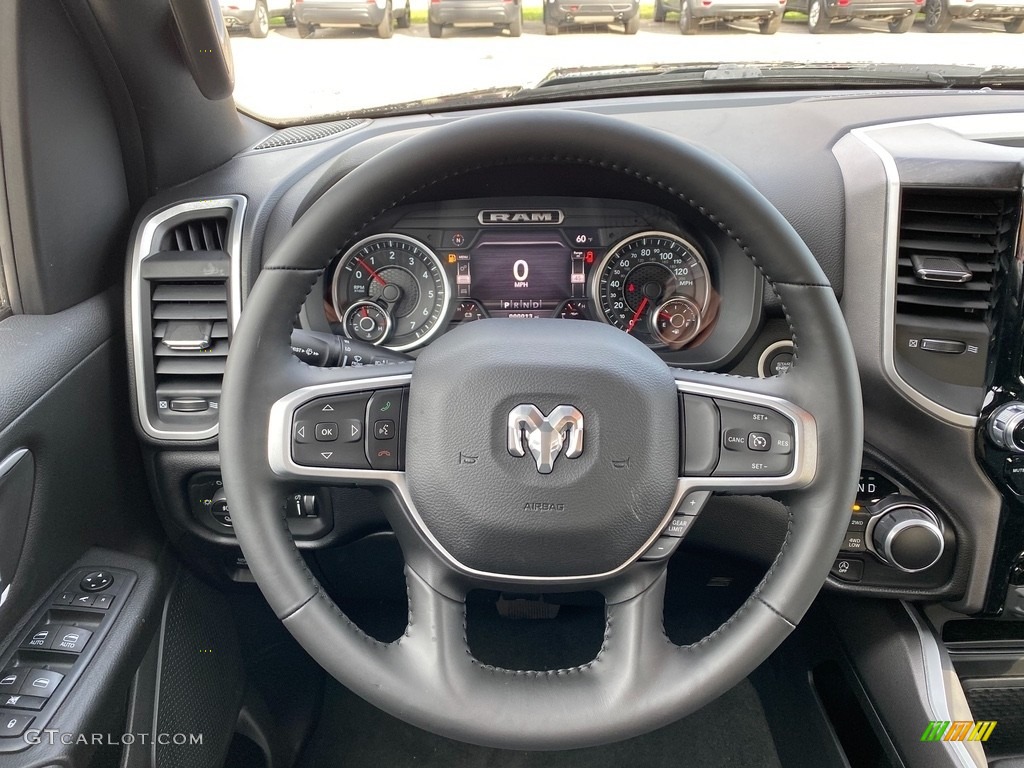 2021 Ram 1500 Big Horn Crew Cab 4x4 Black Steering Wheel Photo #140149764