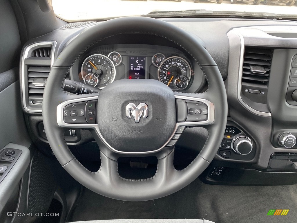 2021 Ram 1500 Big Horn Quad Cab 4x4 Diesel Gray/Black Steering Wheel Photo #140150043