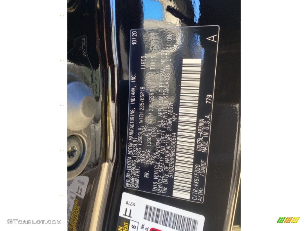 2021 Toyota Highlander LE AWD Color Code Photos