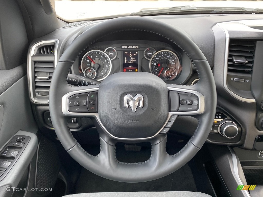 2021 Ram 1500 Big Horn Quad Cab 4x4 Diesel Gray/Black Steering Wheel Photo #140150613
