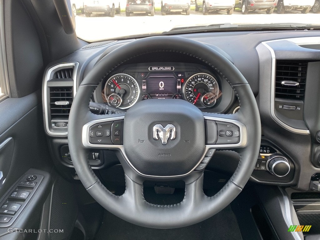 2021 Ram 1500 Big Horn Quad Cab 4x4 Black Steering Wheel Photo #140151162