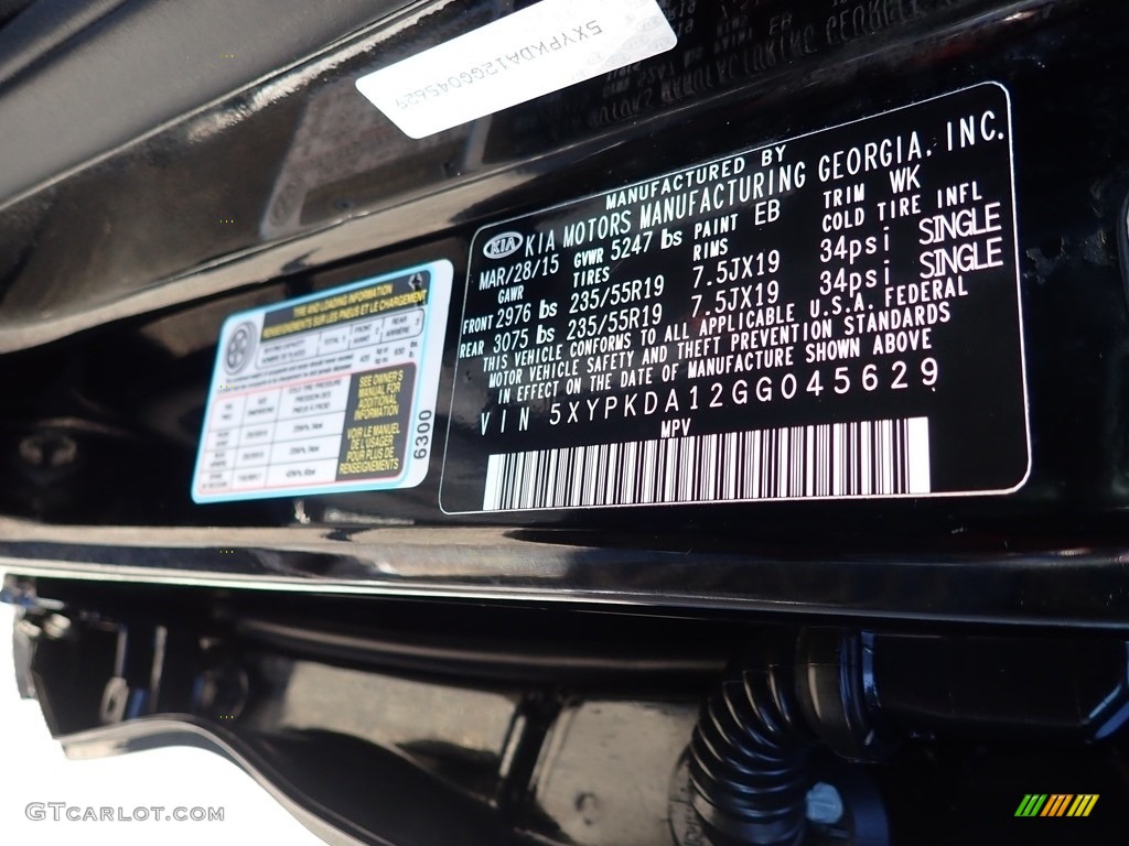 2016 Kia Sorento Limited AWD Color Code Photos