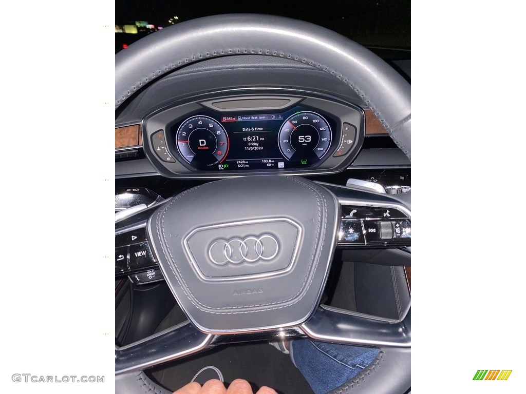 2019 Audi A8 L 3.0T quattro Black Steering Wheel Photo #140157624