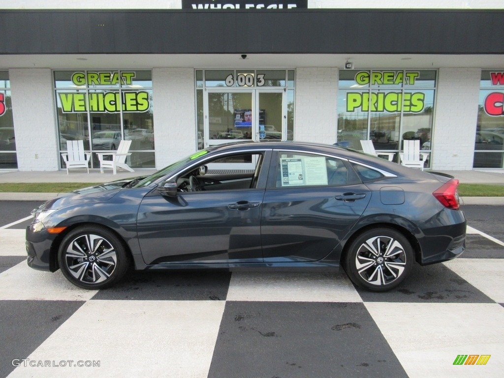 2018 Civic EX-T Sedan - Aegean Blue Metallic / Gray photo #1