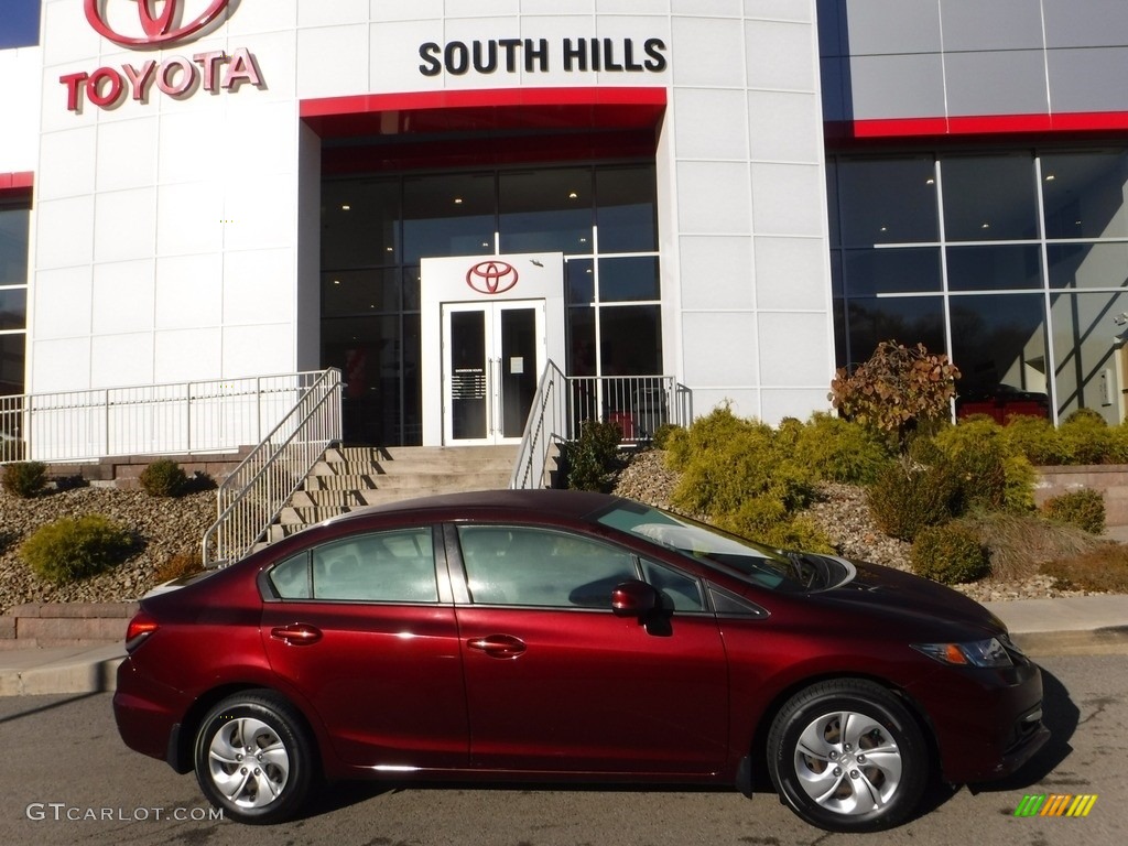 2013 Civic LX Sedan - Crimson Red Pearl / Beige photo #2