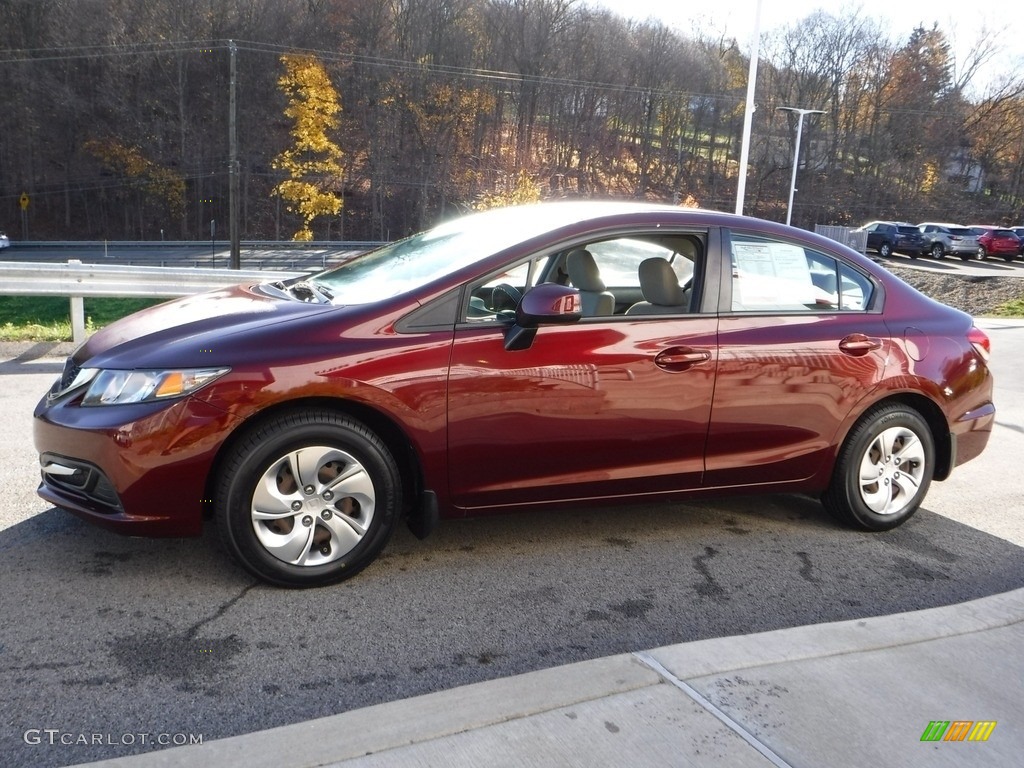 2013 Civic LX Sedan - Crimson Red Pearl / Beige photo #12