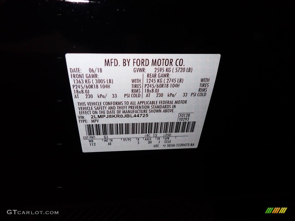 2018 MKX Color Code G1 for Black Velvet Photo #140168733