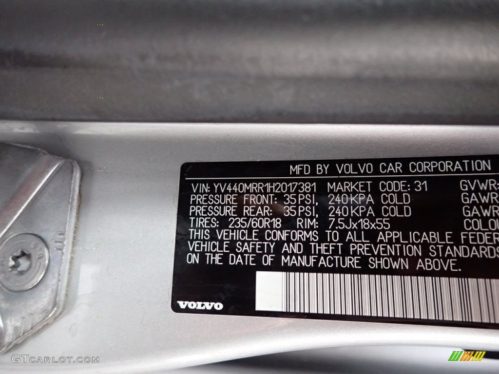 2017 XC60 T5 Dynamic - Bright Silver Metallic / Off Black photo #16
