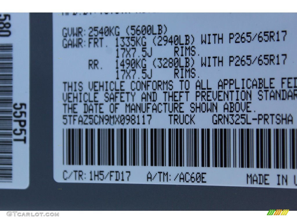 2021 Tacoma Color Code 1H5 for Cement Photo #140180156