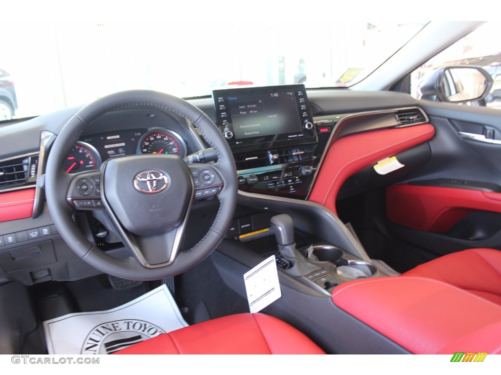 Cockpit Red Interior 2021 Toyota Camry XSE Photo #140181728