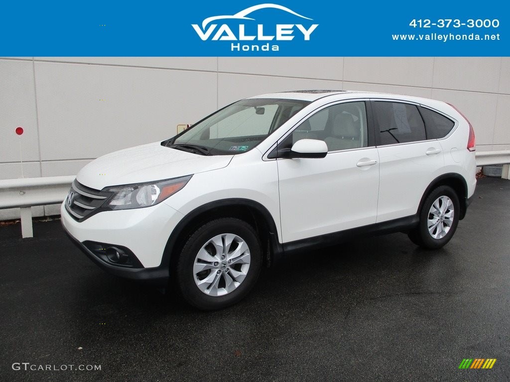 2013 CR-V EX AWD - White Diamond Pearl / Beige photo #1