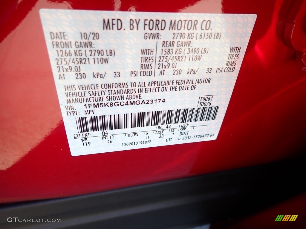 2021 Explorer ST 4WD - Rapid Red Metallic / Ebony photo #14