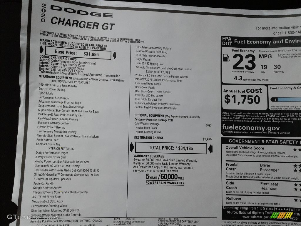 2020 Charger GT - Smoke Show / Black photo #27