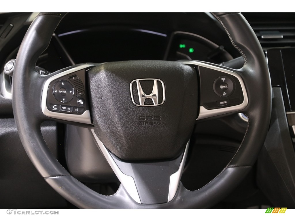2018 Honda Civic EX-L Sedan Black/Ivory Steering Wheel Photo #140198229