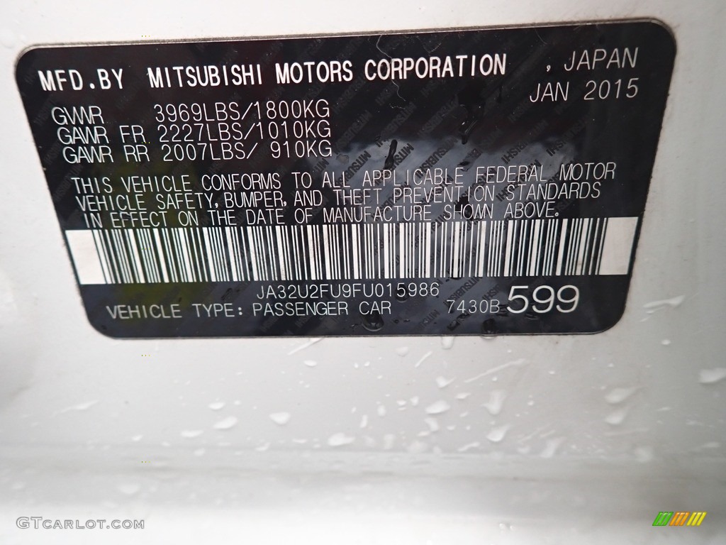 2015 Lancer ES - Wicked White / Black photo #40