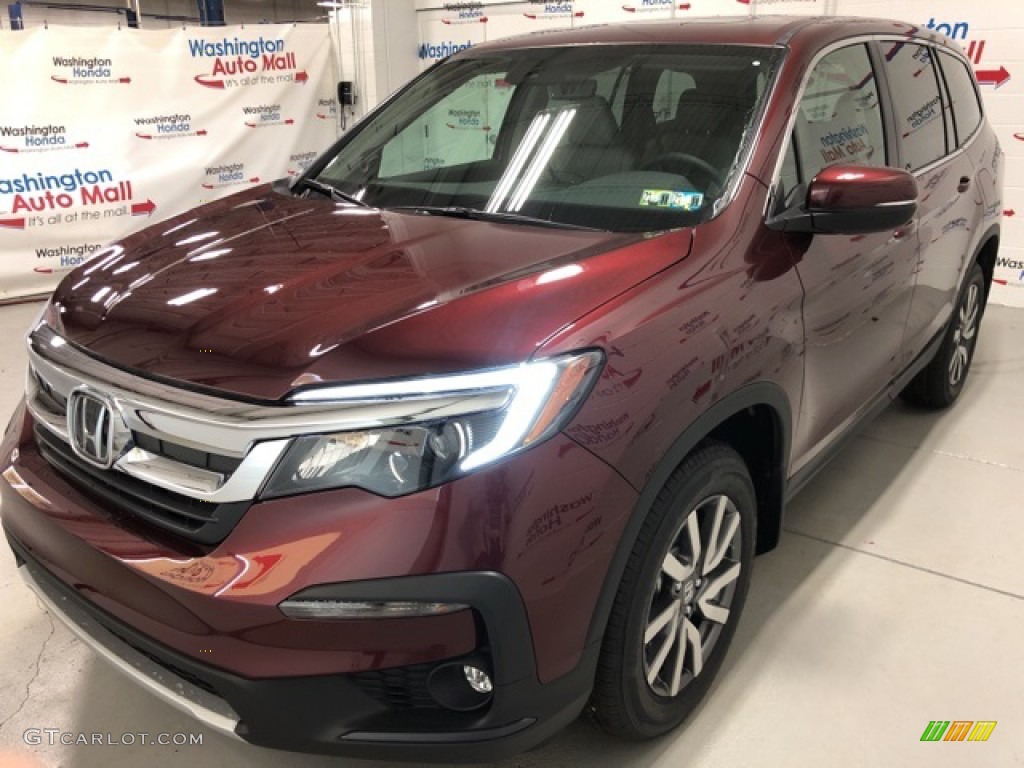 2021 Pilot EX-L AWD - Deep Scarlet Pearl / Beige photo #3