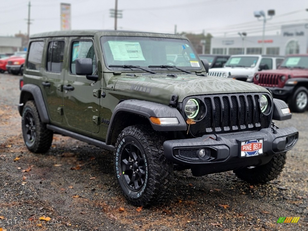 2021 Wrangler Unlimited Willys 4x4 - Sarge Green / Black photo #1
