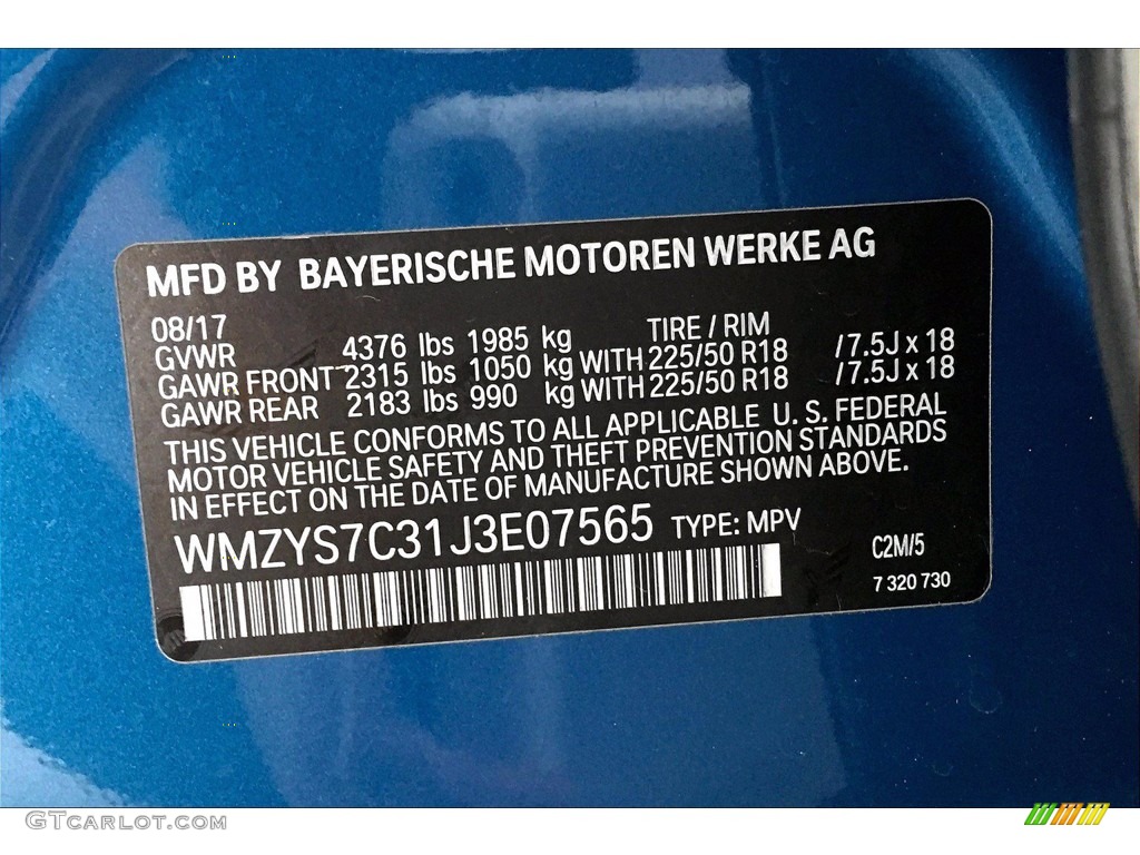 2018 Countryman Color Code C2M for Island Blue Metallic Photo #140206605