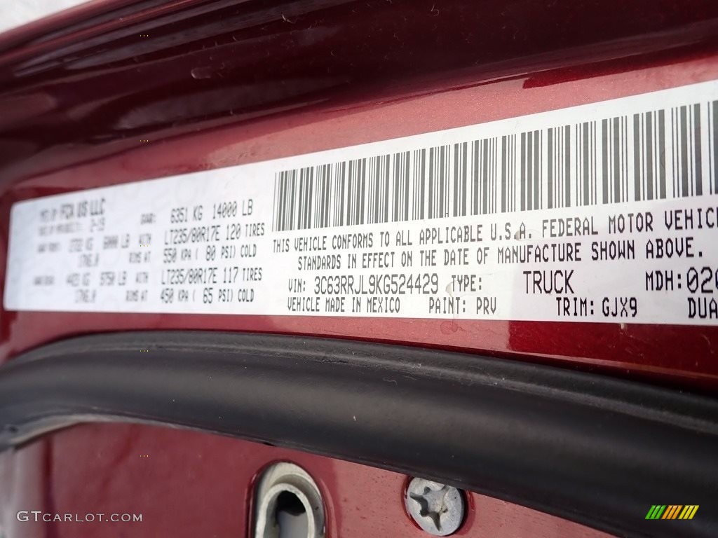 2019 3500 Color Code PRV for Delmonico Red Pearl Photo #140208384