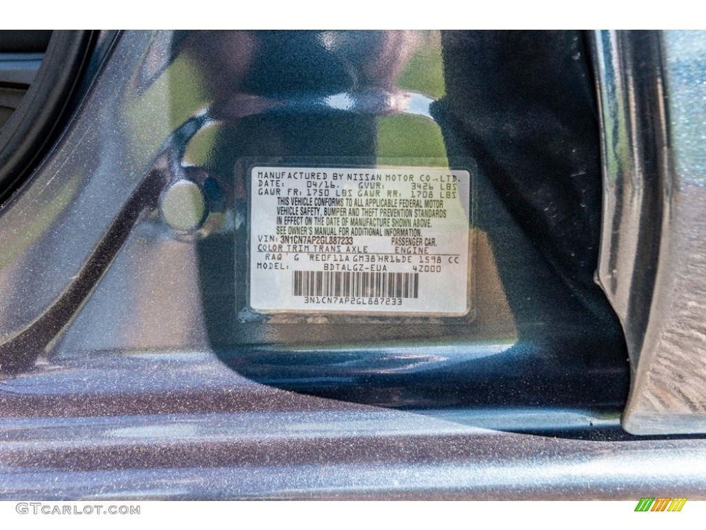 2016 Versa S Sedan - Graphite Blue / Charcoal photo #39