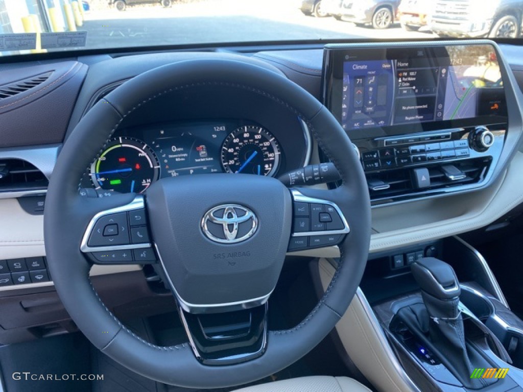 2021 Toyota Highlander Hybrid Platinum AWD Harvest Beige Steering Wheel Photo #140221090