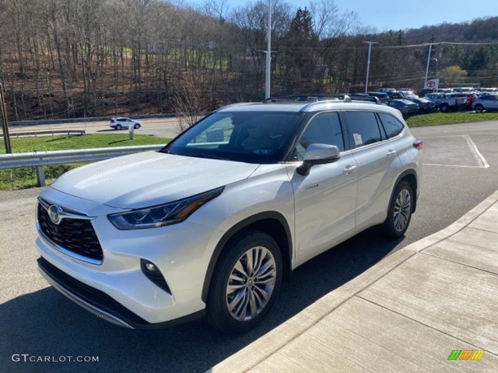 Blizzard White Pearl 2021 Toyota Highlander Hybrid Platinum AWD Exterior Photo #140221144