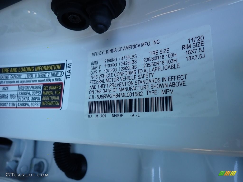 2021 CR-V EX-L AWD - Platinum White Pearl / Black photo #10