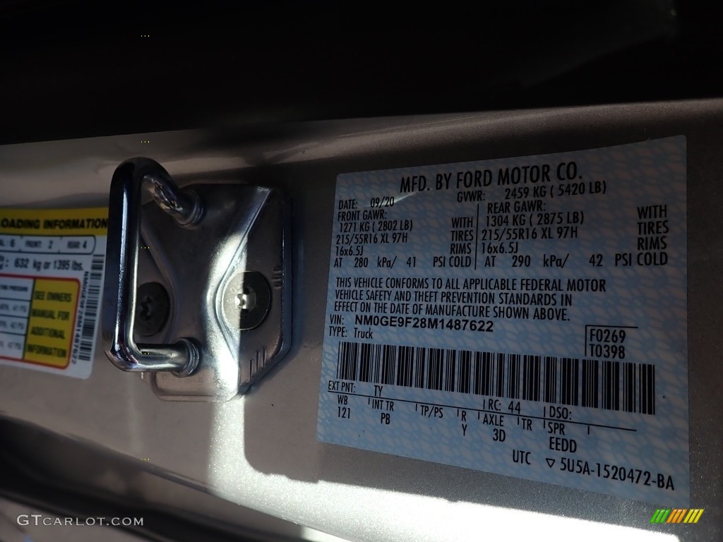 2021 Transit Connect Color Code TY for Silver Metallic Photo #140228212