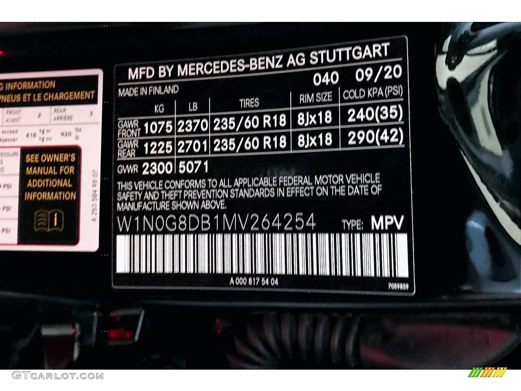 2021 GLC Color Code 040 for Black Photo #140228254