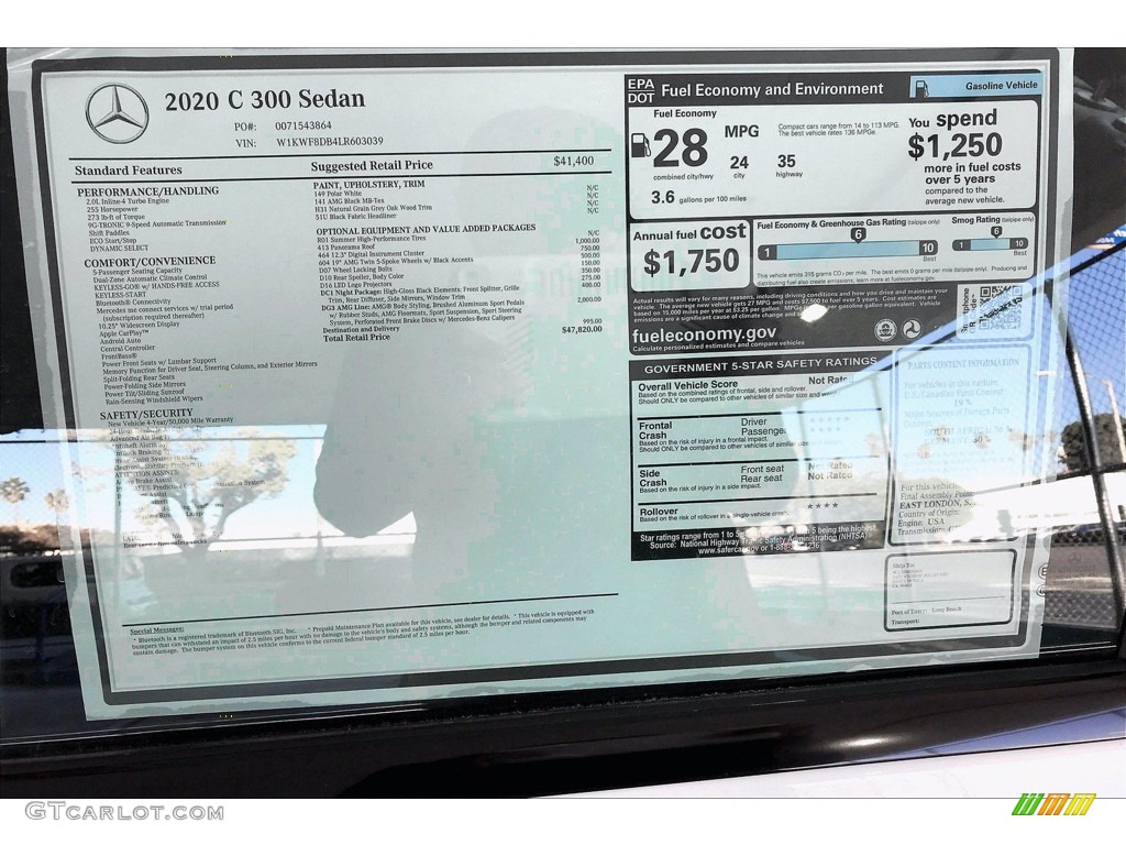 2020 Mercedes-Benz C 300 Sedan Window Sticker Photo #140232095