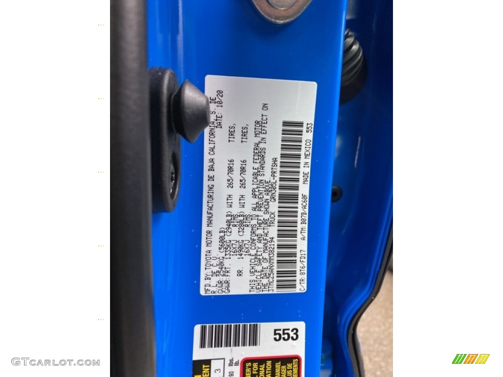 2021 Tacoma Color Code 8T6 for Voodoo Blue Photo #140234154