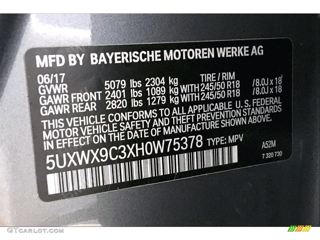 2017 X3 xDrive28i - Space Gray Metallic / Black photo #36