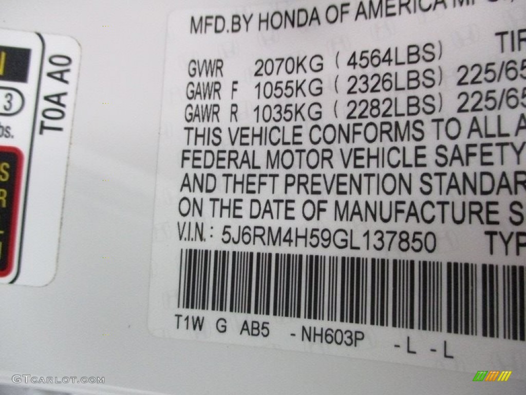 2016 CR-V EX AWD - White Diamond Pearl / Beige photo #17