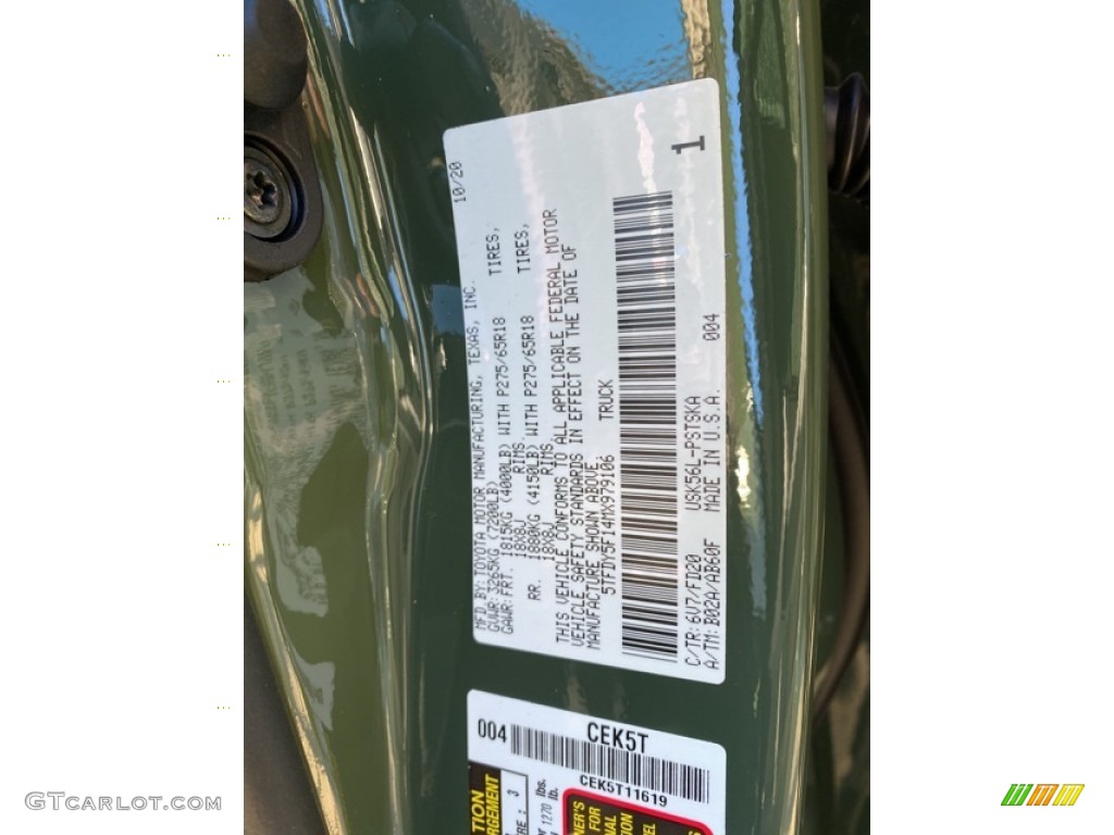 2021 Tundra Color Code 6V7 for Army Green Photo #140241779